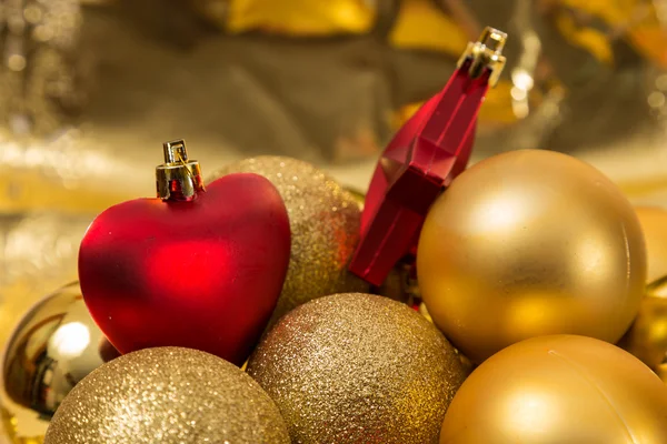 Christmas balls and hearts — Stock Photo, Image