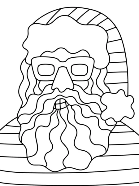 Coloriage Tropical Santa Claus Pour Enfants Adultes Illustration Vectorielle Stock — Image vectorielle