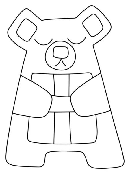 Teddybär Mit Geschenk Malvorlagen Vektor Illustration Lustiger Geometrischer Bär Mit — Stockvektor