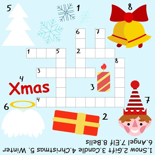 Educativo Juego Crucigramas Navidad Para Niños Stock Vector Ilustración Divertido — Archivo Imágenes Vectoriales