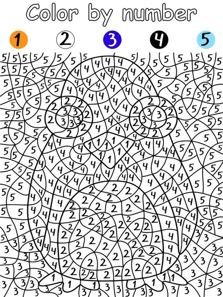 Couleur Pingouin Par Numéro Pour Les Enfants Illustration Vectorielle Stock — Image vectorielle