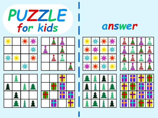 Conjunto Sudoku Para Crianças Ilustração Vetorial Estoque Educativo Quatro Jogos —  Vetores de Stock