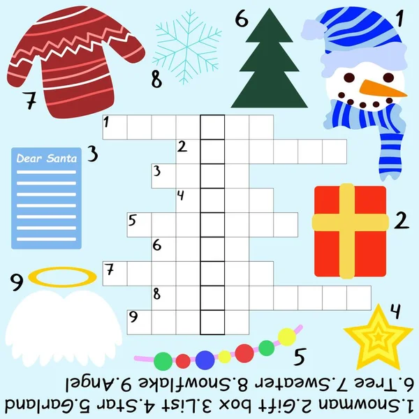 Lustige Weihnachten Kreuzworträtsel Für Kinder Aktien Vektor Illustration Wissenswertes Wortspiel — Stockvektor