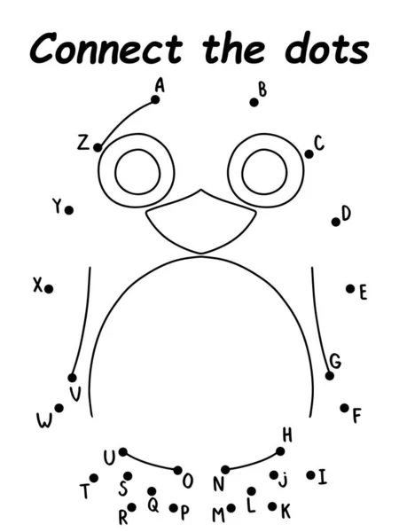 Educatief Koppelen Van Punten Spel Met Pinguïn Voorraad Vector Illustratie — Stockvector