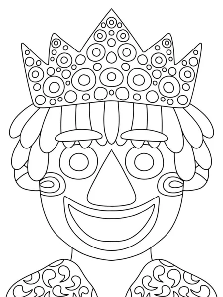 Жирный Вторник Карикатура Короля Раскраски Страницы Funny Mardi Gras Парад — стоковый вектор