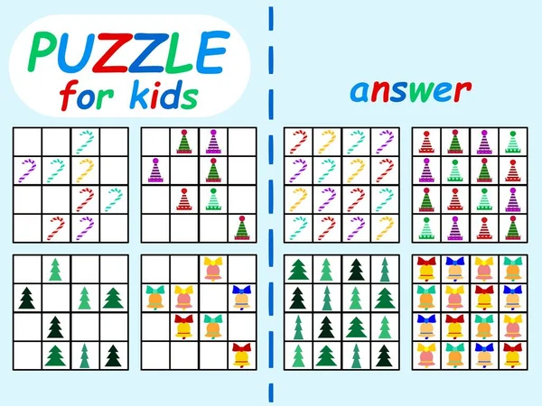 Puzzle Para Crianças Sudoku Conjunto Estoque Vetor Ilustração Engraçado Quatro —  Vetores de Stock