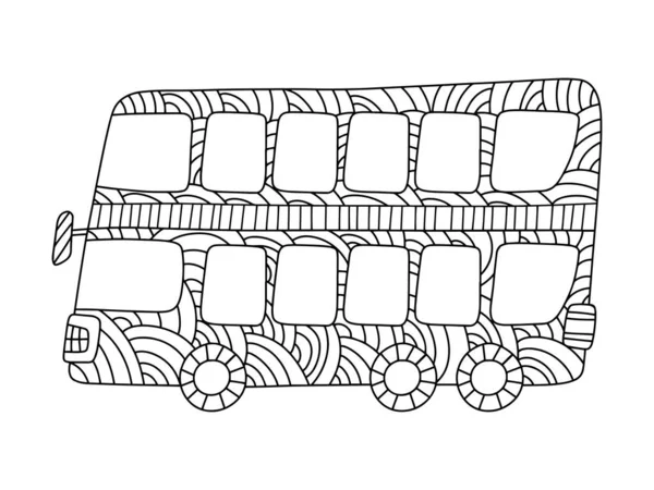 Coloriage Bus Deux Étages Pour Enfants Adultes Illustration Vectorielle Stock — Image vectorielle