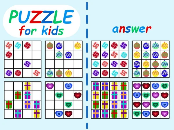 Sudoku Puzzle Kids Stock Vector Illustration Simple Sudoku Puzzles Set — Stockvector
