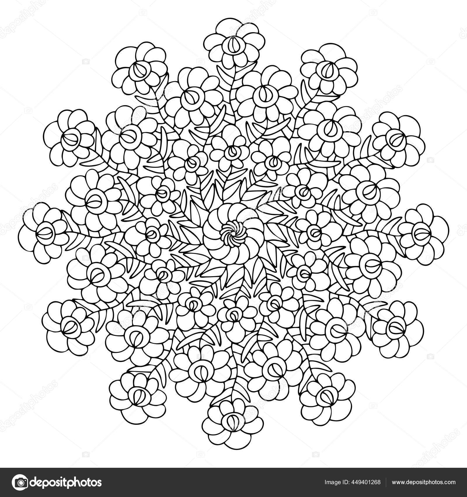 Desenho de Mandala de flor de primavera para Colorir - Colorir.com