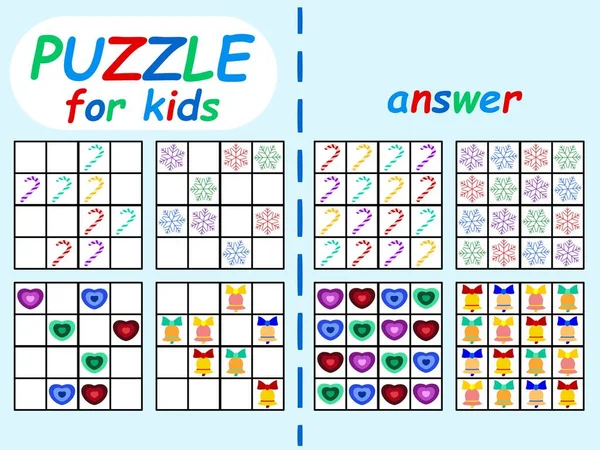 Ensemble Sudoku Avec Illustration Vectorielle Stock Réponse Page Activité Puzzle — Image vectorielle