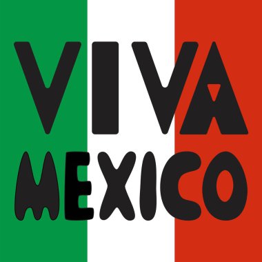 Meksika bayraklarında Meksika bayrağı temsilciliğine el yazısı çizilmiş Viva Mexico. Ulusal bağımsızlık günü etkinliği için el yapımı geleneksel tabir Viva Mexico