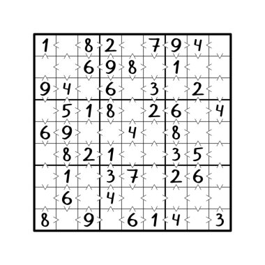 Sudoku oyun vektör illüstrasyonundan daha basit. Sayılar ve matematik sembolleriyle eğitici mantık oyunu. Büyük ve küçük. Semboller ve sudoku kuralları ile sudoku bulmacasını tamamla