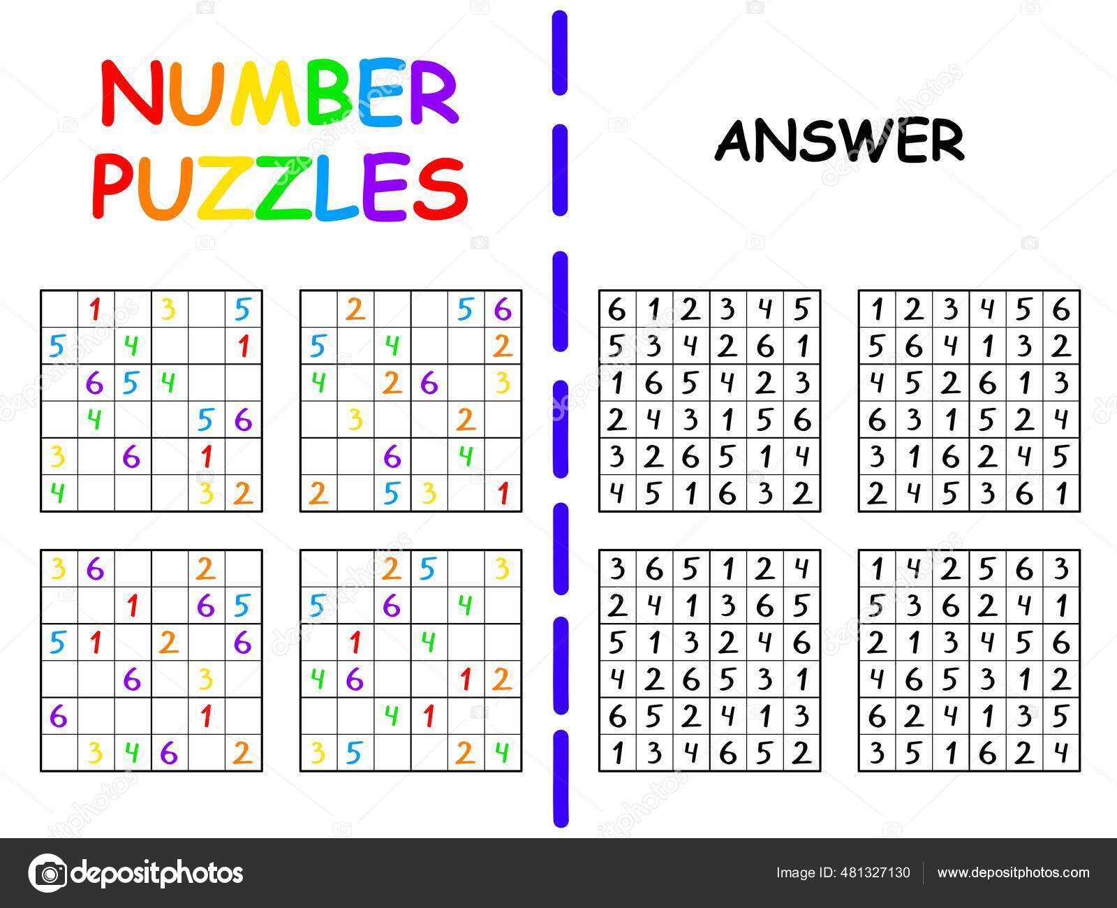 Imagens vetoriais Enfants colorés puzzle sudoku