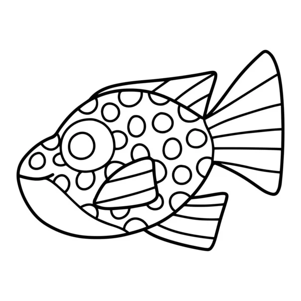 Parachromis Dovii Hand Drawn Coloring Page Children Vector Illustration Funny — Stock Vector