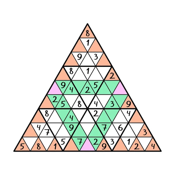 Insolite Jeu Pyramide Sudoku Avec Illustration Vectorielle Cellules Triangulaires Jeu — Image vectorielle