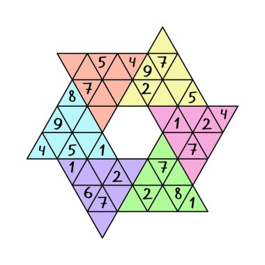 Sudoku yıldızı - çocuklar ve yetişkinler için alışılmadık sudoku çizimi