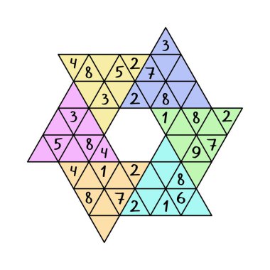 Çocuklar ve yetişkinler için Sudoku altıgen yıldızı