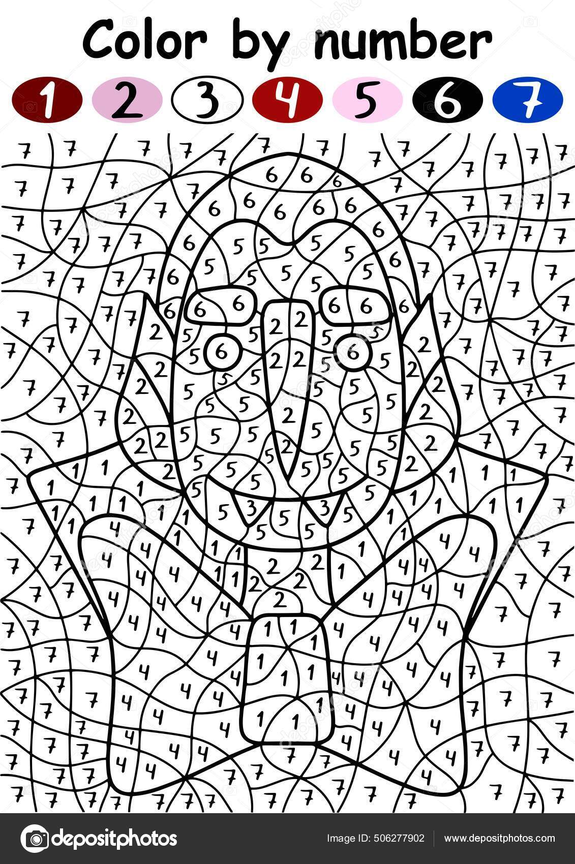 Feliz Color Vampiro Por Número Página Actividad Para Niños Ilustración  Vector de stock #506277902 de ©Funfish.yandex.ru, image size:1131x1700