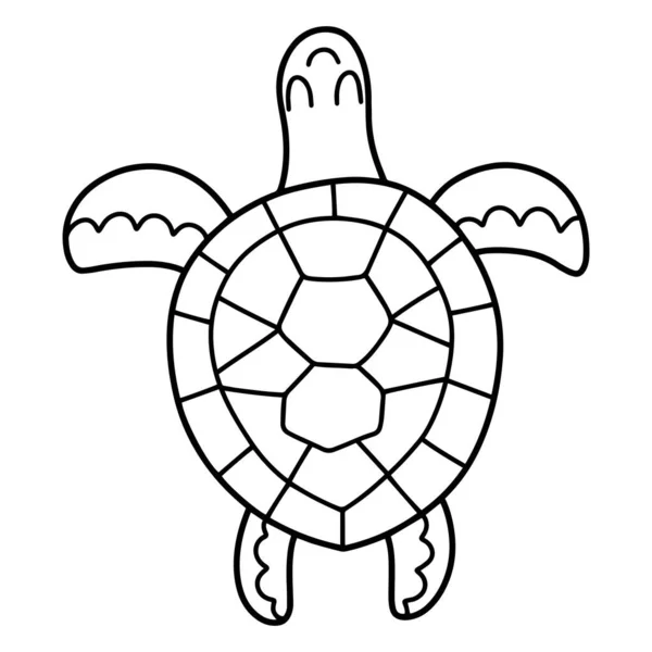 Illustration vectorielle de personnage gribouillé dessinée à la main par une tortue heureuse — Image vectorielle