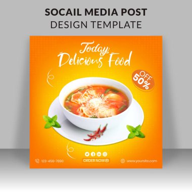 Gıda sosyal medya posta şablonu, Süper Lezzetli Burger Flyer Tasarımı, Restoran, afiş veya poster için Fast Food şablonu, abur cubur.