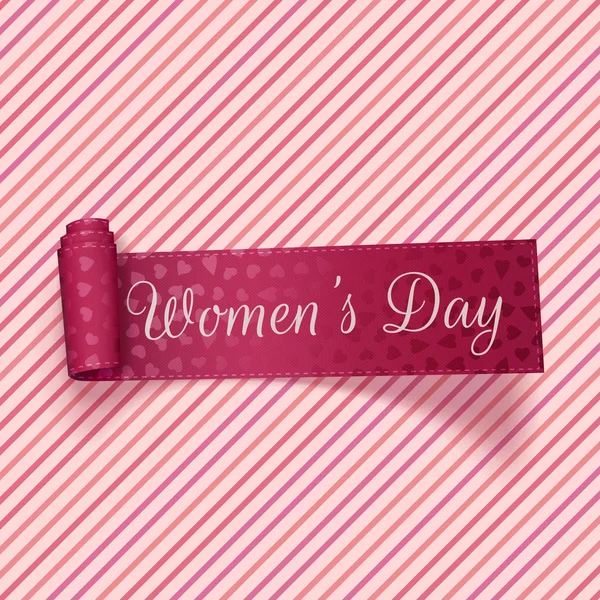 Womens Day realistyczny różowy uroczysty wstążka — Wektor stockowy