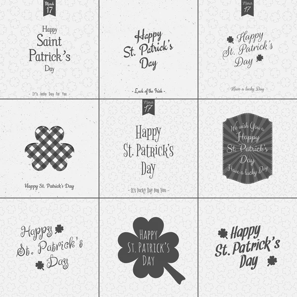 Saint Patricks Day Typography Design Set — Stock Vector