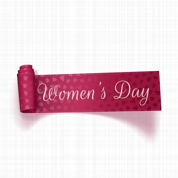 March 8 Womens Day realistic pink greeting Ribbon — Stock Vector