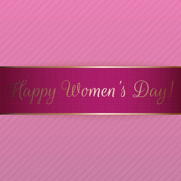 Ruban festif réaliste rose Happy Womens Day — Image vectorielle