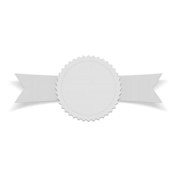 Étiquette blanche blanche réaliste sur ruban — Image vectorielle