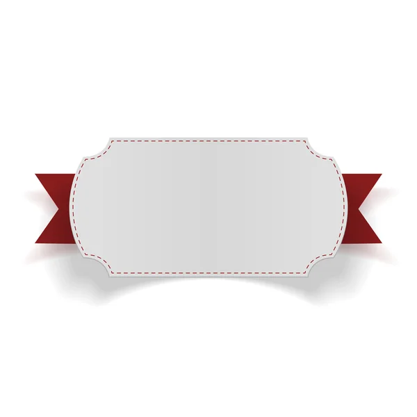 Scheda bianca bianca su nastro rosso — Vettoriale Stock