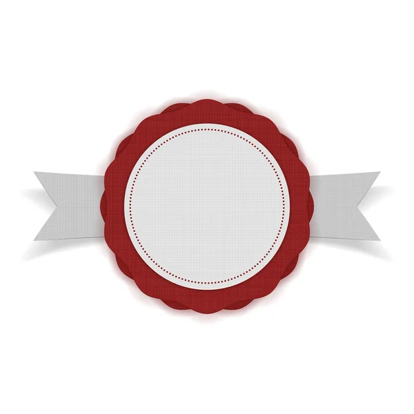 Weißes Blanko-Emblem auf rotem Band — Stockvektor