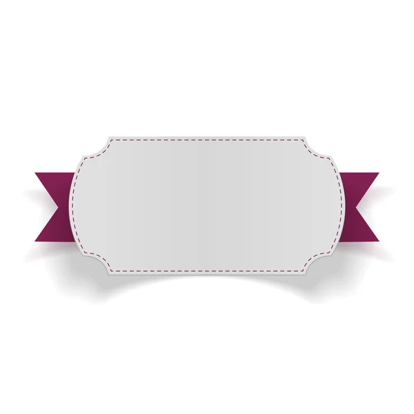 Weiße Blanko-Karte auf violettem Band — Stockvektor