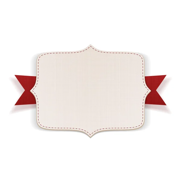 Etichetta bianca con nastro rosso — Vettoriale Stock