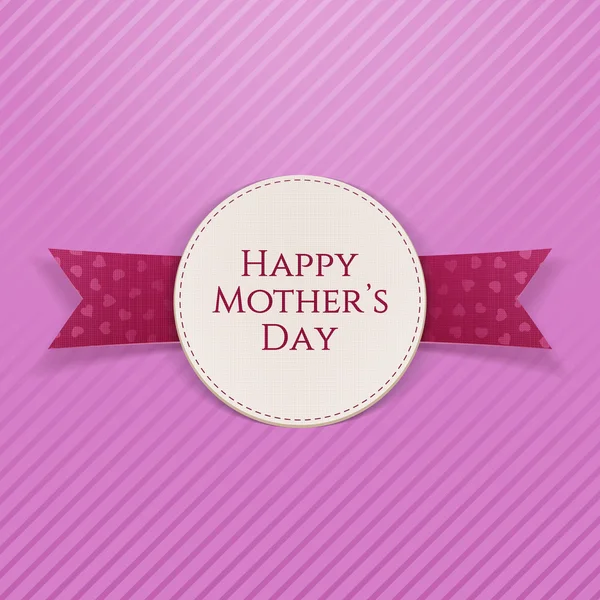Emblème réaliste de fête des mères avec ruban — Image vectorielle