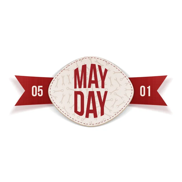 May Day decorative Banner with red Ribbon — Stock Vector