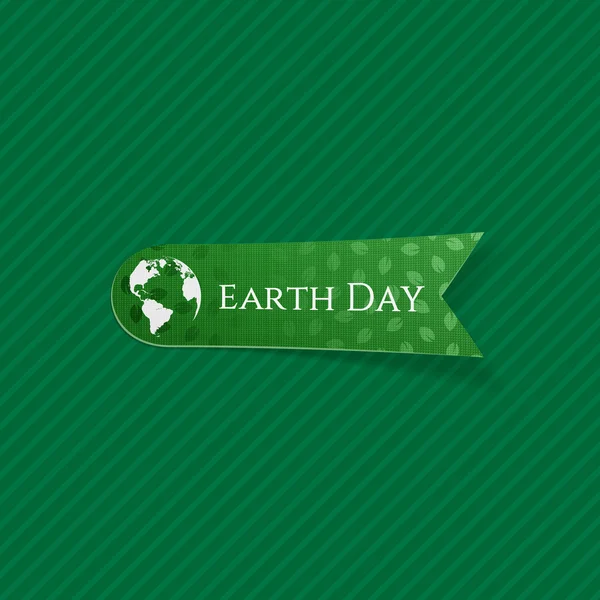 地球の日の現実的な緑色の紙ラベル — ストックベクタ