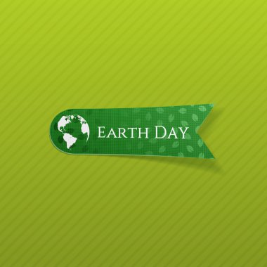 Dünya günü yeşil kağıt etiket metin ile