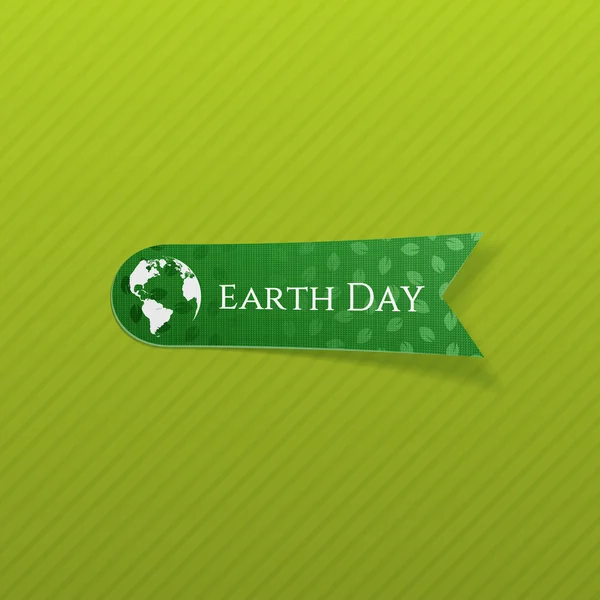 地球の日の緑紙テキスト付きのラベル — ストックベクタ