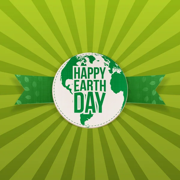 Happy Earth Day Banner mit Text auf grünem Band — Stockvektor