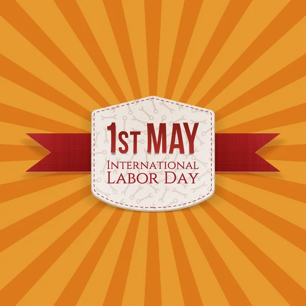 May 1st Labor Day Banner with red Ribbon — Stock Vector