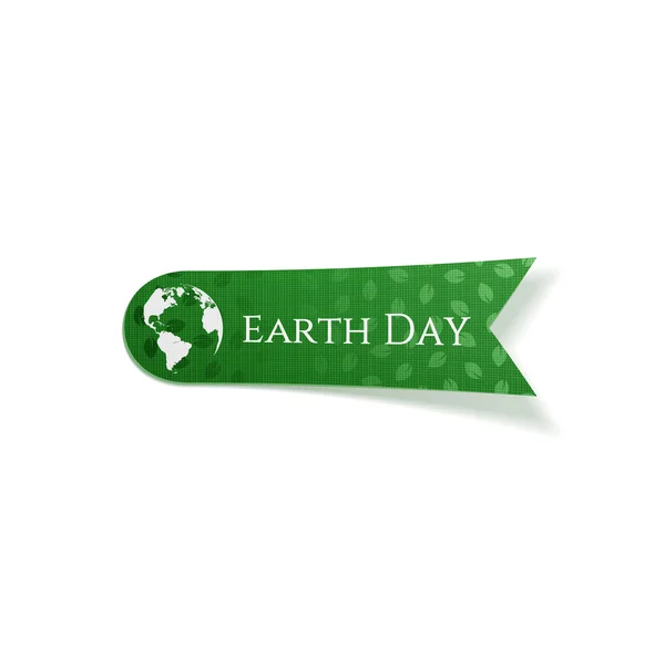 Earth Day Text auf realistischem grünen Papier Etikett — Stockvektor