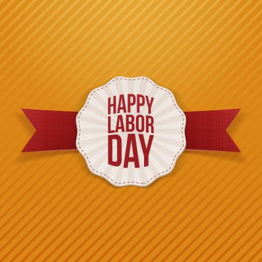 Kırmızı kurdele ile mutlu İşçi Bayramı kağıt afiş