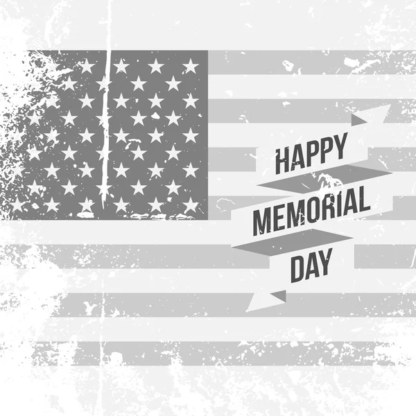 Happy Memorial Day Testo e nastro sulla bandiera USA — Vettoriale Stock