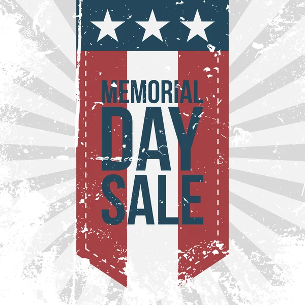 Memorial Day Venta Etiqueta sobre fondo rayado — Vector de stock