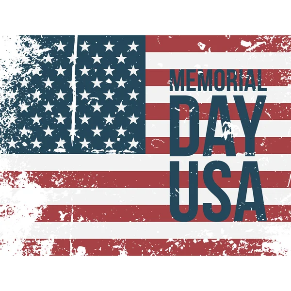 Memorial Day USA Type sur drapeau grunge coloré — Image vectorielle