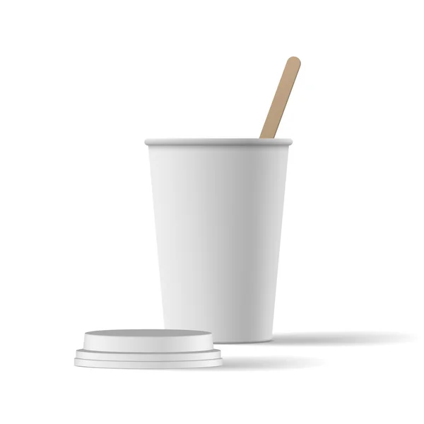 Tazza di caffè bianco con tappo realistico Mockup — Vettoriale Stock