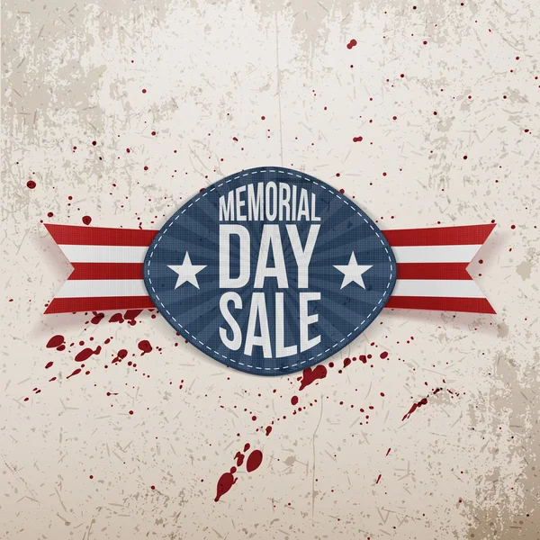 Memorial Day Sale Etiqueta realista com texto — Vetor de Stock