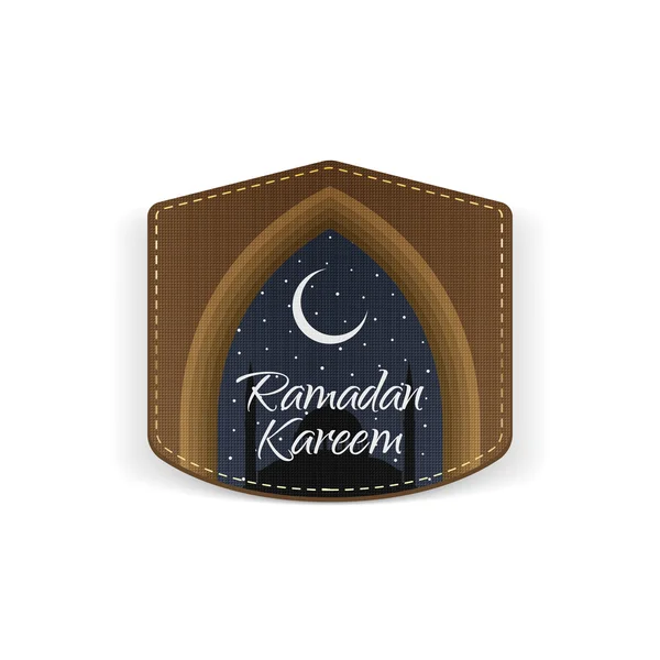 Ramadan Kareem religious Label with Ribbon — Stock Vector