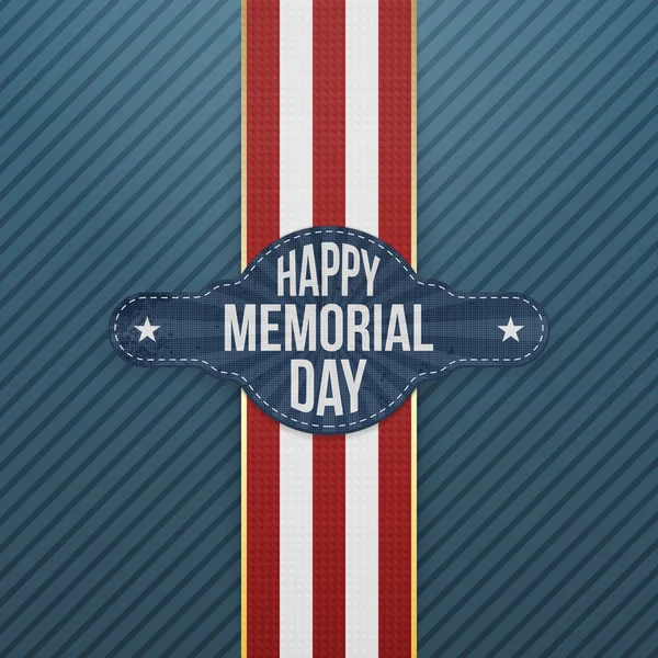 Feliz Memorial Day têxtil Banner and Ribbon — Vetor de Stock