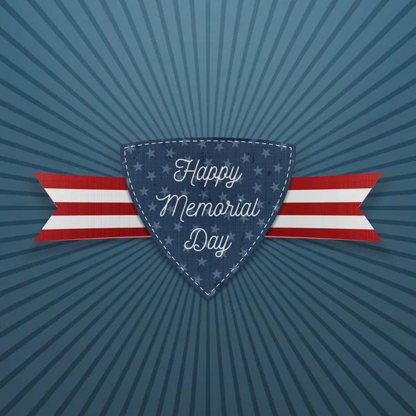 Happy Memorial Day textile Emblem and Ribbon — Stock Vector